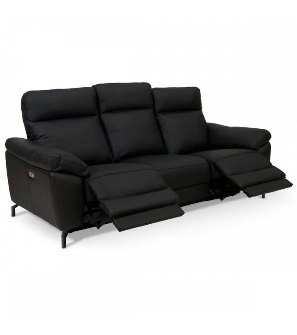 Selesta 3 Seater Black Leather
