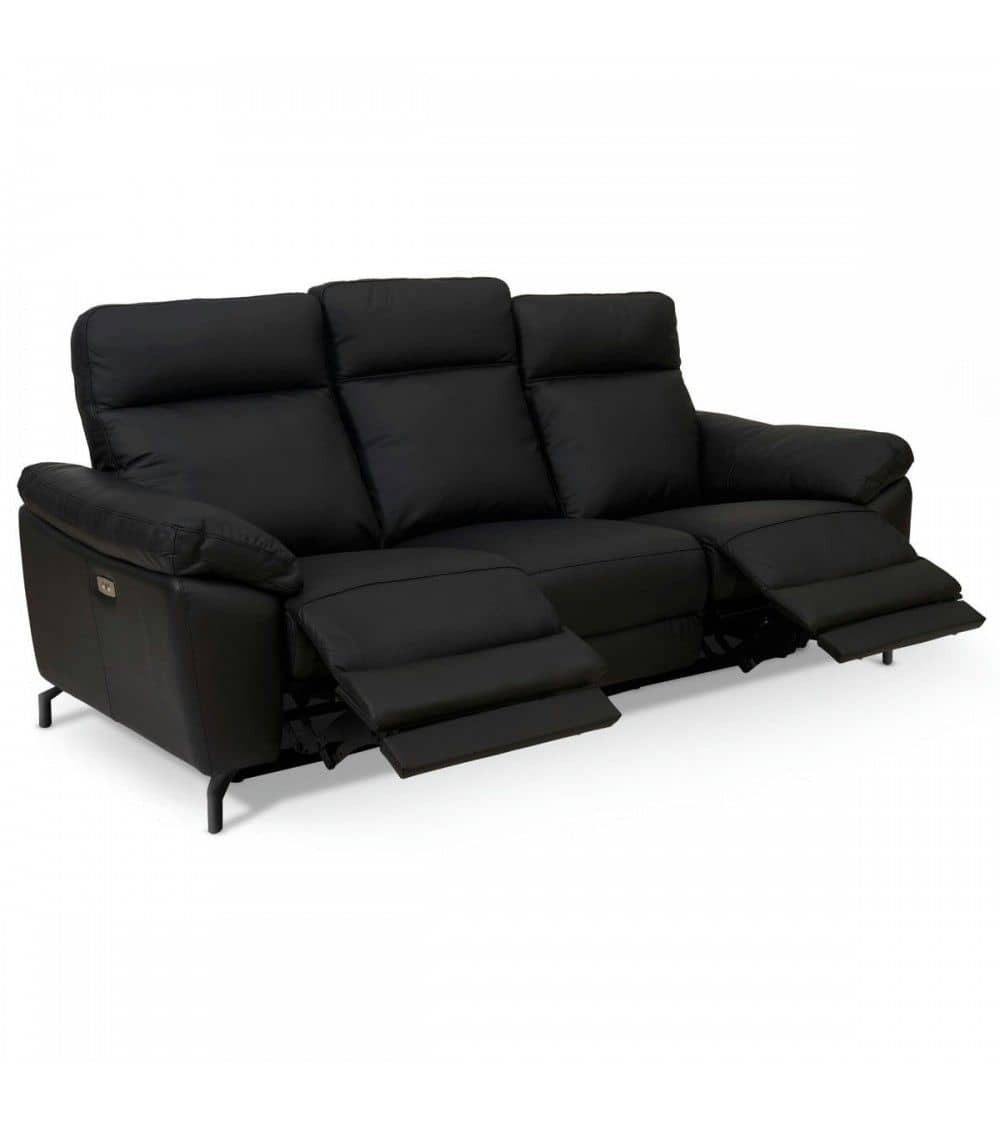 Selesta 3 Seater Black Leather