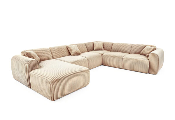 TAMARA – Luksuriøs U-sofa i velour (BEIGE)