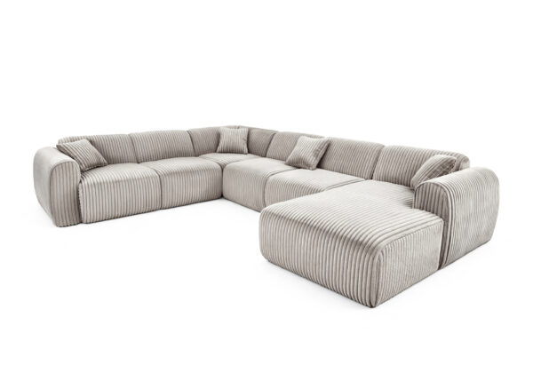 TAMARA – Luksuriøs U-sofa i velour (SØLV)