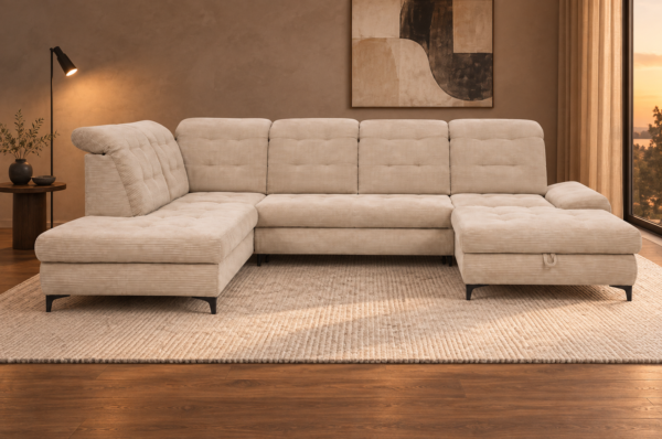 BELLA 1 U-formet sovesofa – Velo 30 / beige