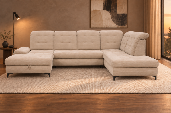 BELLA 1 U-formet sovesofa – Velo 30 / beige