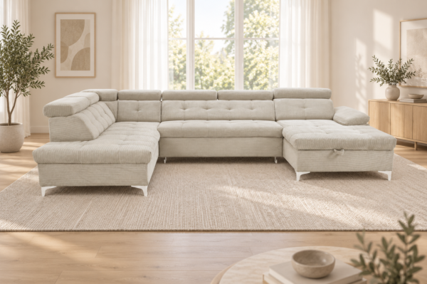 SATURN U-formet sovesofa – Poso 100 / beige